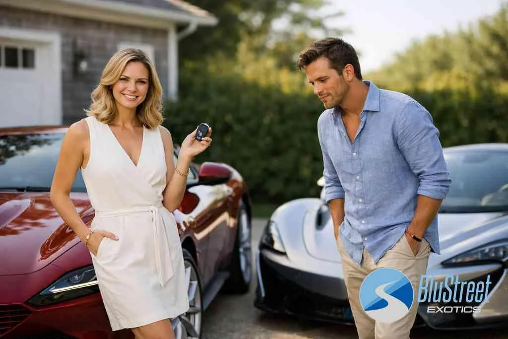 How the 812 fits a high-profile arrival at dinner, an estate gathering, or a night out — BluStreet Hamptons Exotic Car R