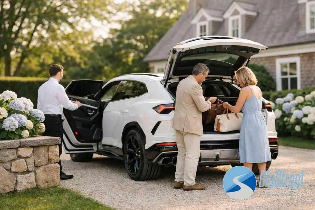 Which car works best for a vineyard tour transportation plan near Wölffer Estate — BluStreet Hamptons Exotic Car Rentals